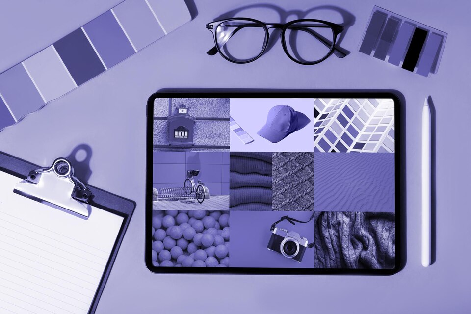 [freepicdownloader.com]-color-samples-palette-catalog-with-tablet-new-2022-trending-pantone-173938-very-peri-color-large